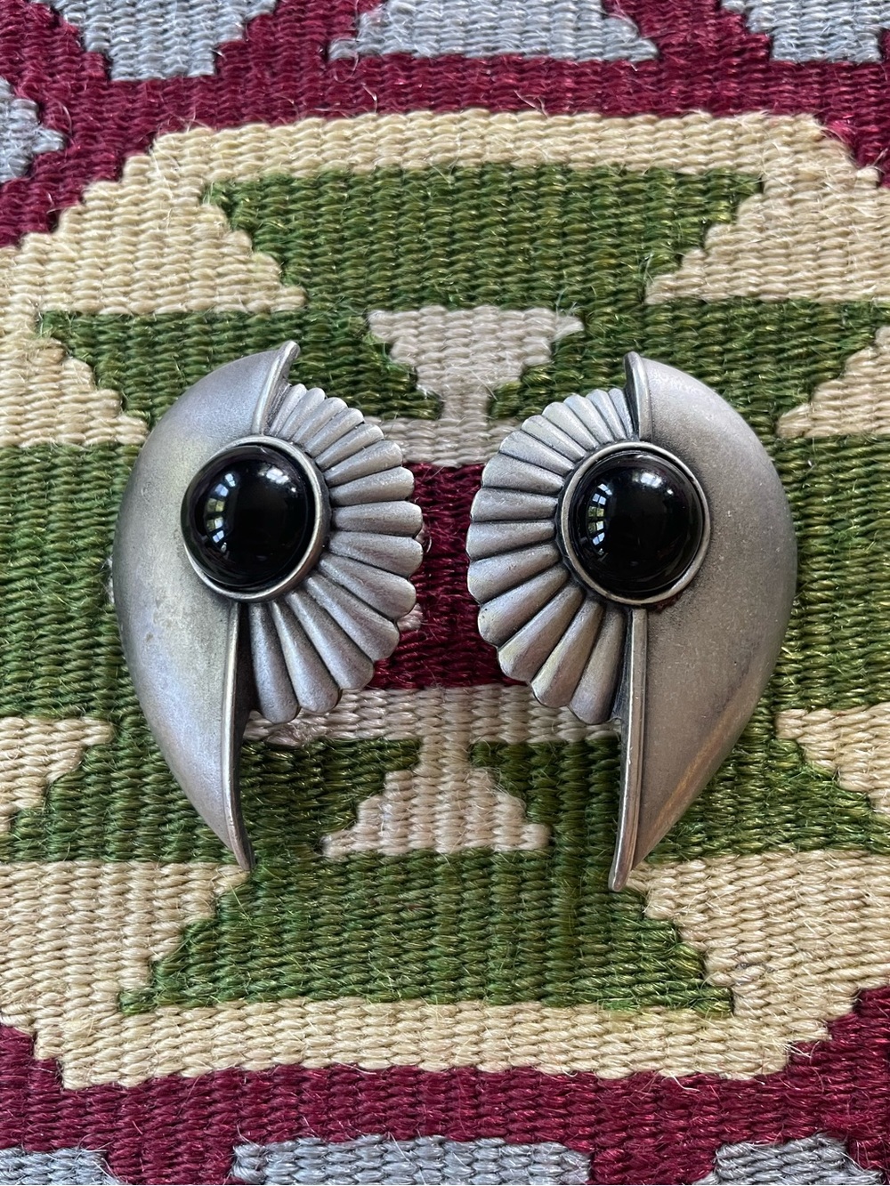 Navajo style vintage clip on earrings